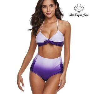 Dohaooe Sexy Halter High Waist Bikini Swimsuit Size XL